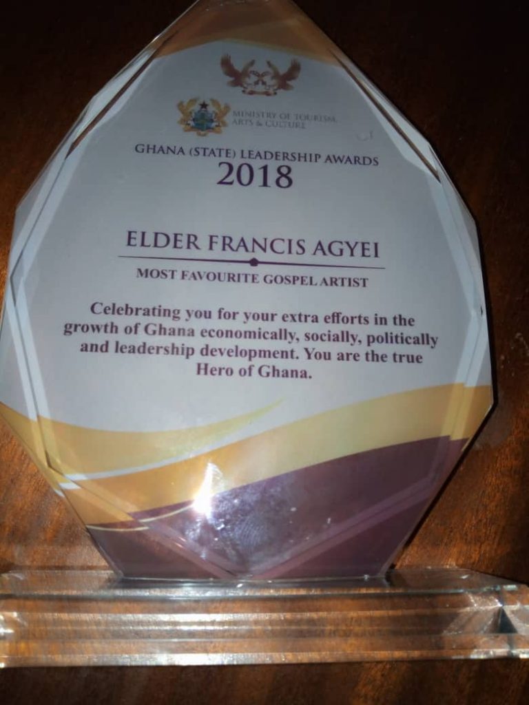 Elder Francis Agyei honoured at the Ghana (State) Leadership Awards