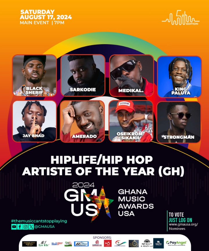 Nominees: Hiplife / Hip Hop Artiste of the Year (GH) - Ghana Music Awards USA