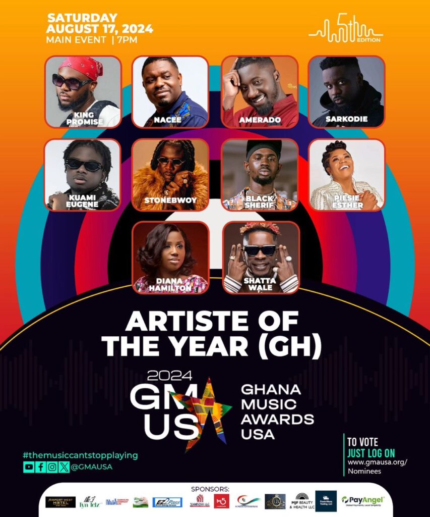 Nominees: Artiste of the Year (GH) - Ghana Music Awards USA 
