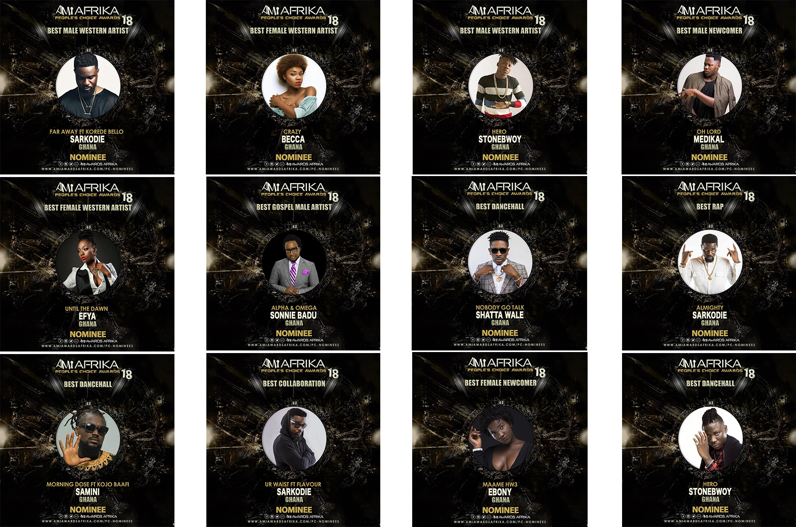 Sarkodie and Stonebwoy get 3&2 nominations as eight Ghanaians are nominated for AMI Awards Afrika