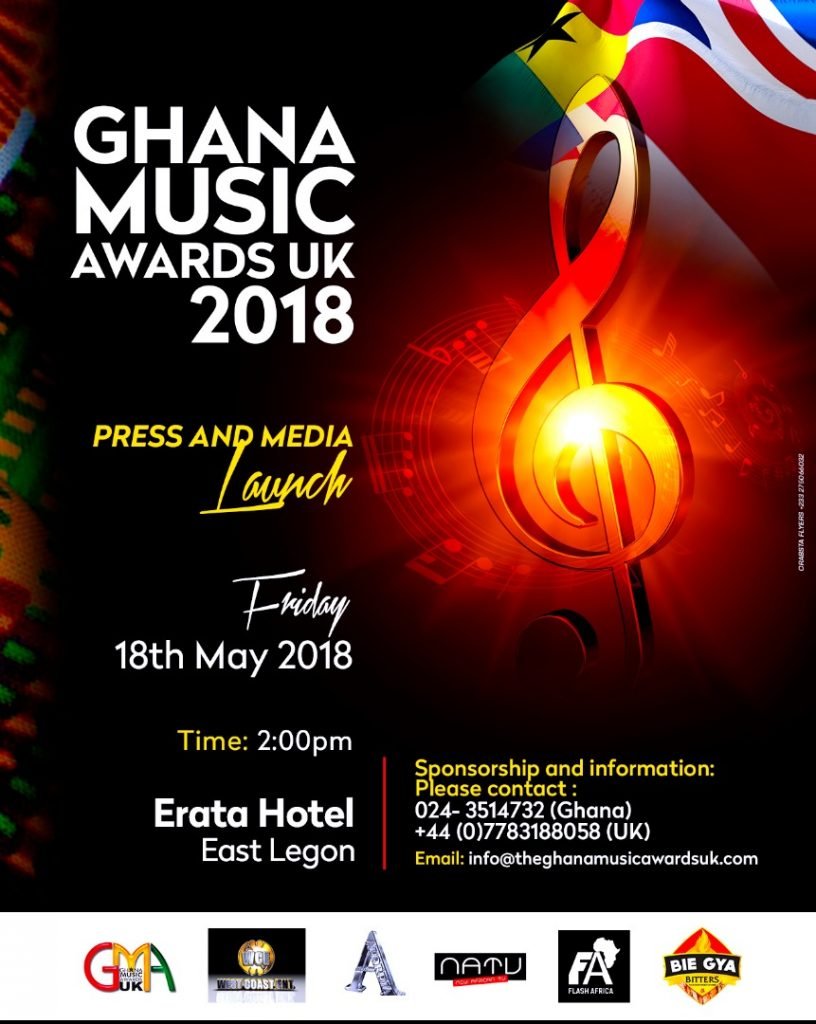 Change of venue: Ghana Music Awards UK to launch at Erata Hotel