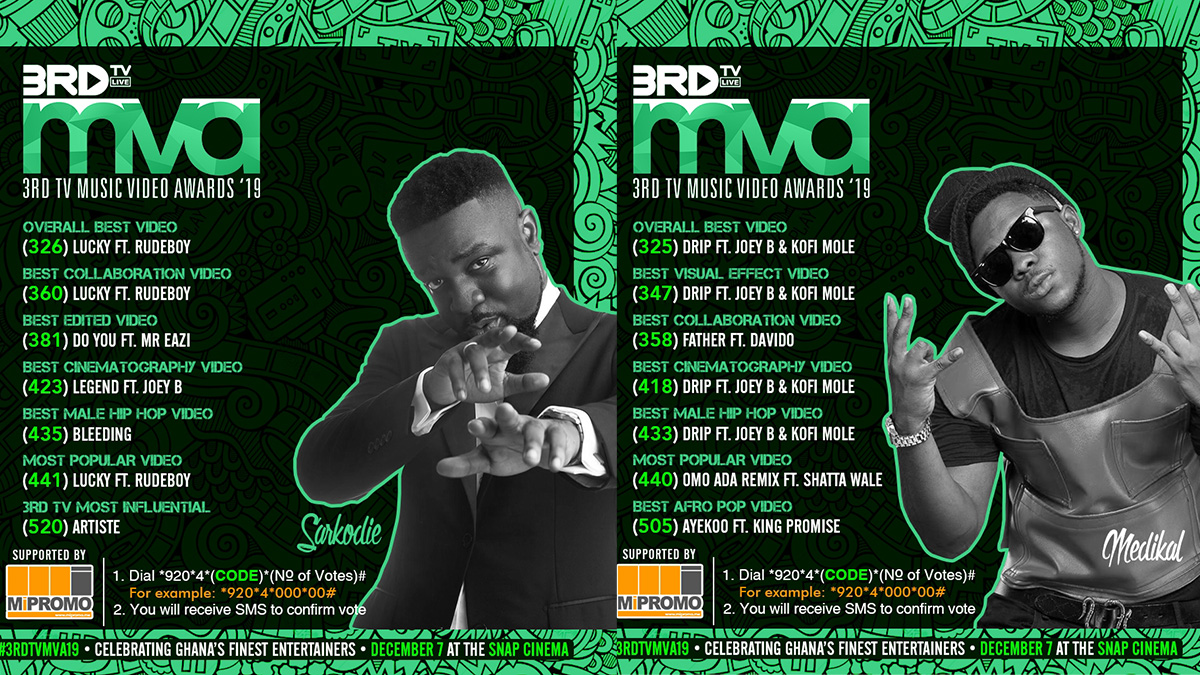 Sarkodie & Medikal lead nominations for 3RD TV Music Video Awards '19