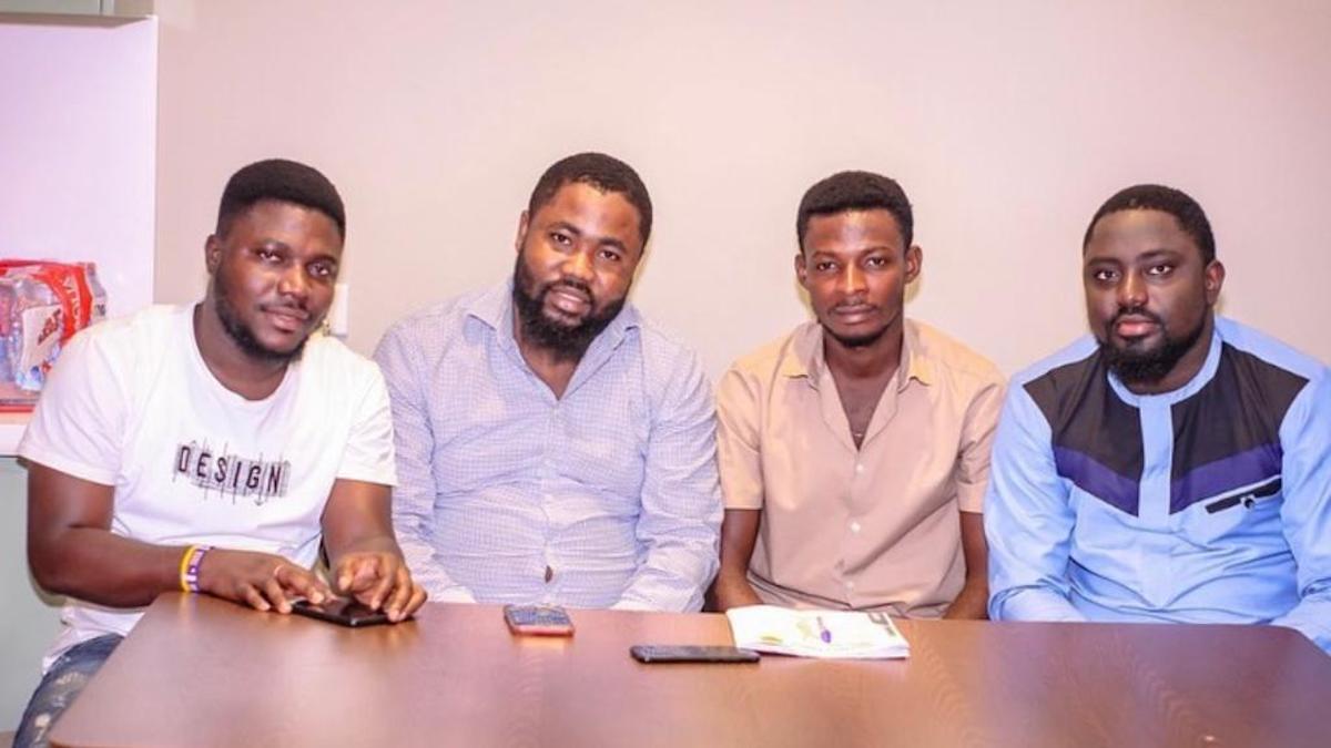 Aimaan Yakubu Naab-Morg (seated 1st right) with friends before the donations.