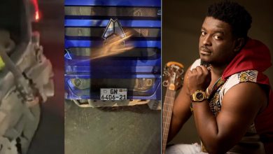 Kumi Guitar survives collision with articulator truck; celebs and fans react!