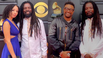 Rocky Dawuni just couldn't take Ghana out of his mouth during Grammy Red Carpet interviews; poses with daughter, Shaggy, others!