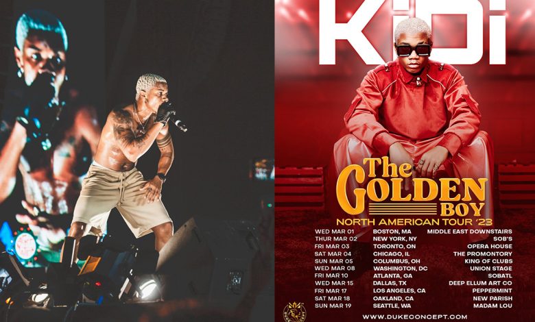 Checkout the 11 cities listed in KiDi's 'The Golden Boy North American Tour 2023'!