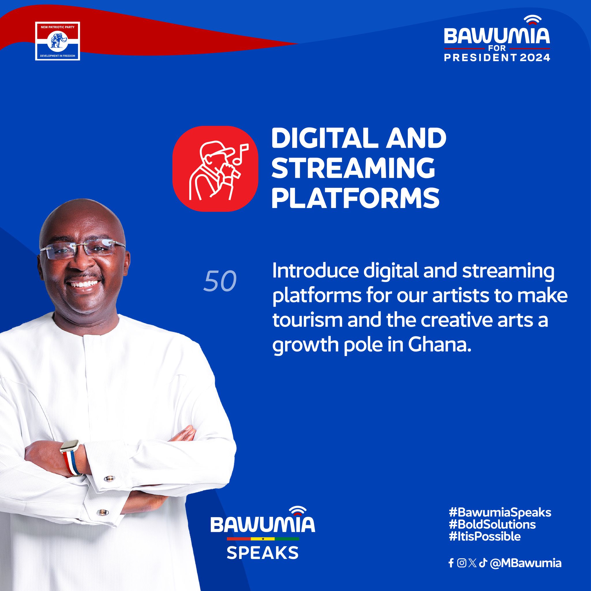 Big boost! Dr. Mahamadu Bawumia promises digital platforms & tax breaks for artists IF he wins