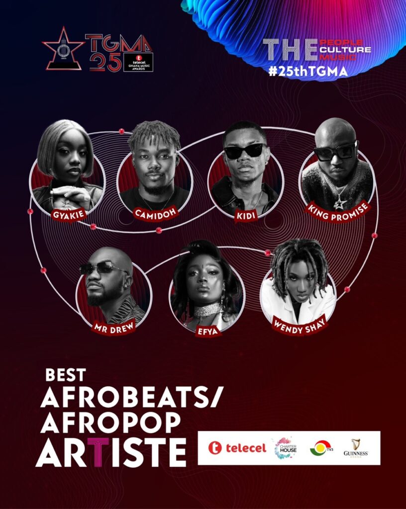 Best Afrobeats/Afropop Artiste - Telecel Ghana Music Awards 2024