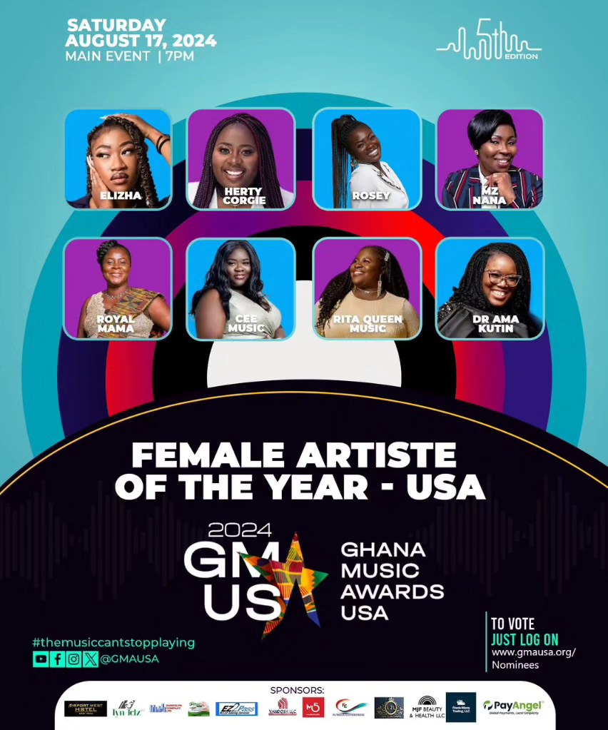 Nominees: Female Artiste of the Year (USA) - Ghana Music Awards USA