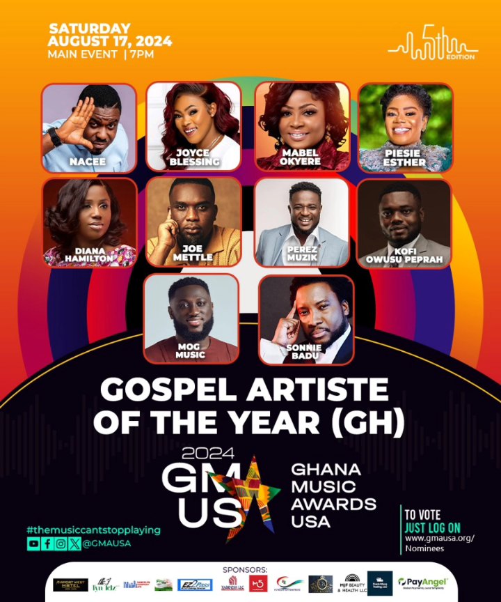 Nominees: Gospel Artiste of the Year (GH) - Ghana Music Awards USA