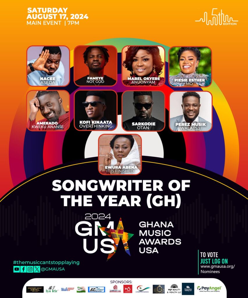 Nominees: Song Writer of the Year (GH) - Ghana Music Awards USA 