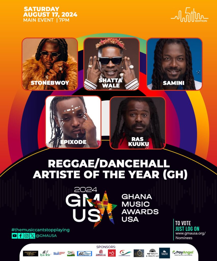 Nominees: Reggae/ Dancehall Artiste of the Year (GH) - Ghana Music Awards USA 