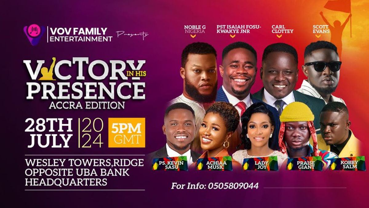 Ps Isaiah and Nigeria's Noble G Headline VOV Family Entertainment's 'Victory in His Presence' Concert this Sunday! - Full Details HERE!