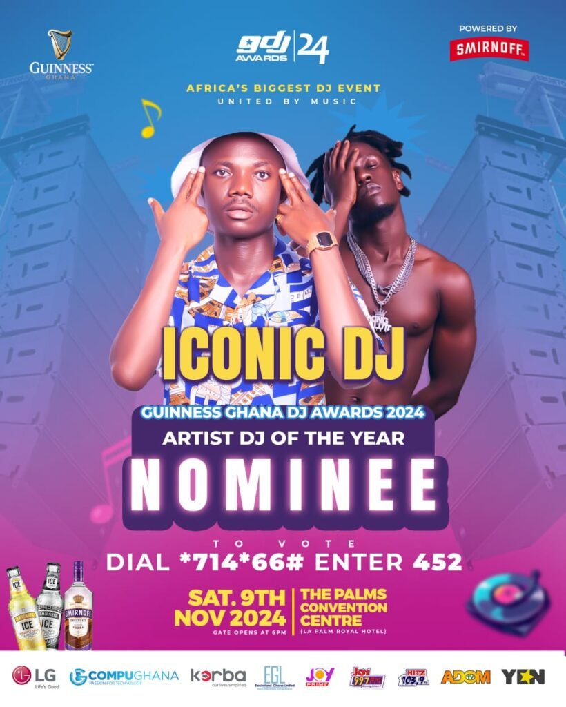 Iconic DJ Gets Nominated At 2024 Guinness Ghana DJ Awards. photo Credit: Iconic DJ