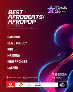 Best Afrobeats/Afropop Artiste - TGMA 25. Credit: TGMA.