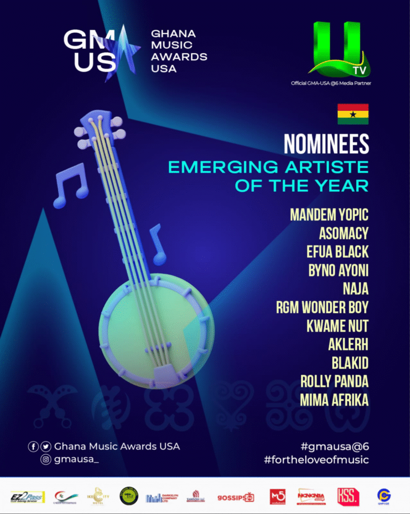 Ghana Music Awards USA. Emerging Artiste of the Year nominations.