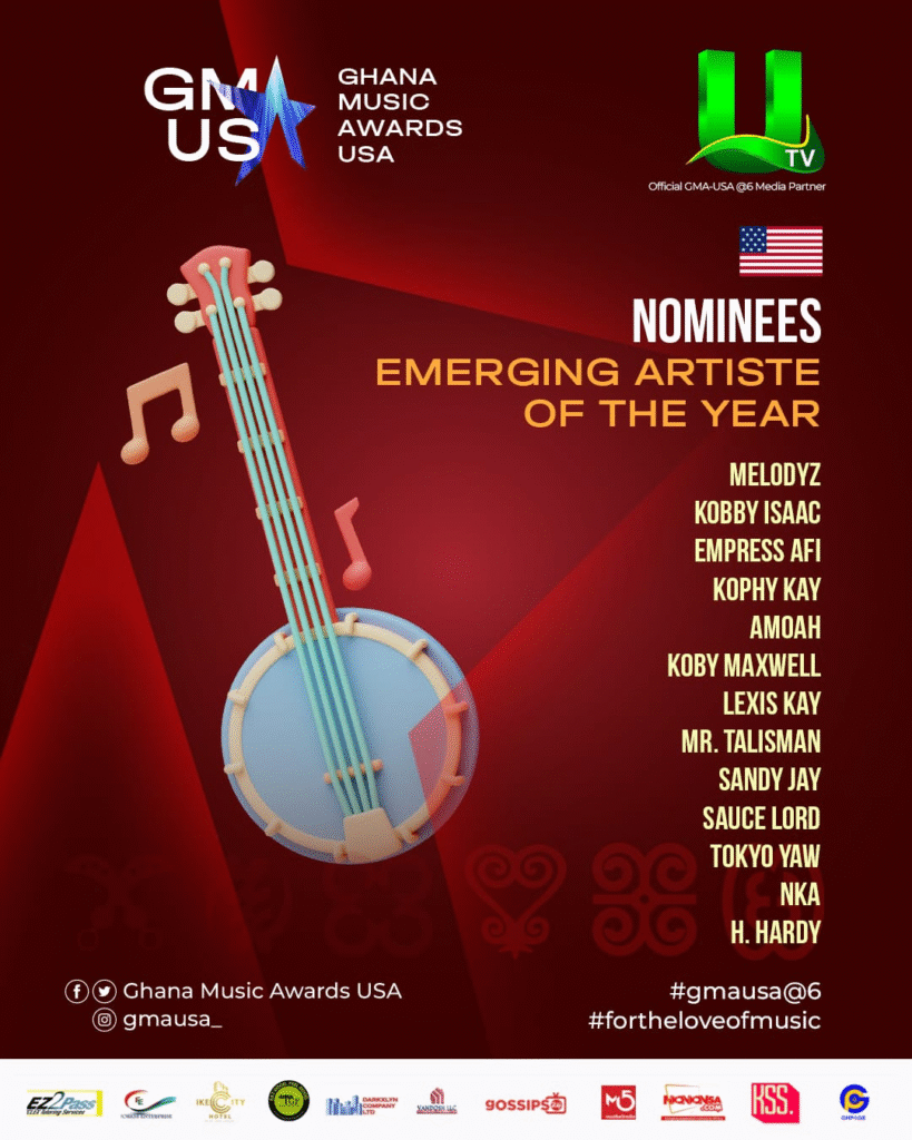Ghana Music Awards USA. Emerging Artiste of the Year nominations.