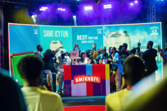 Patrons jamming at Smirnoff In The Mix street edition. Credit: Supplied.