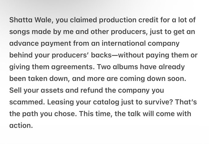 Statement from M.O.G Beatz.